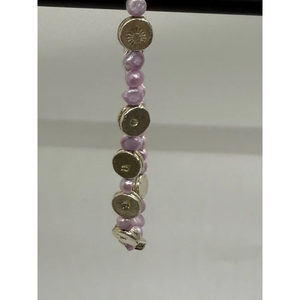 Lavender Baroque Pearls 925 Sterling Silver Jewelry Bracelet With DREAM Engraved